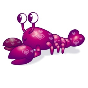 Cute Purple Heart Lobster